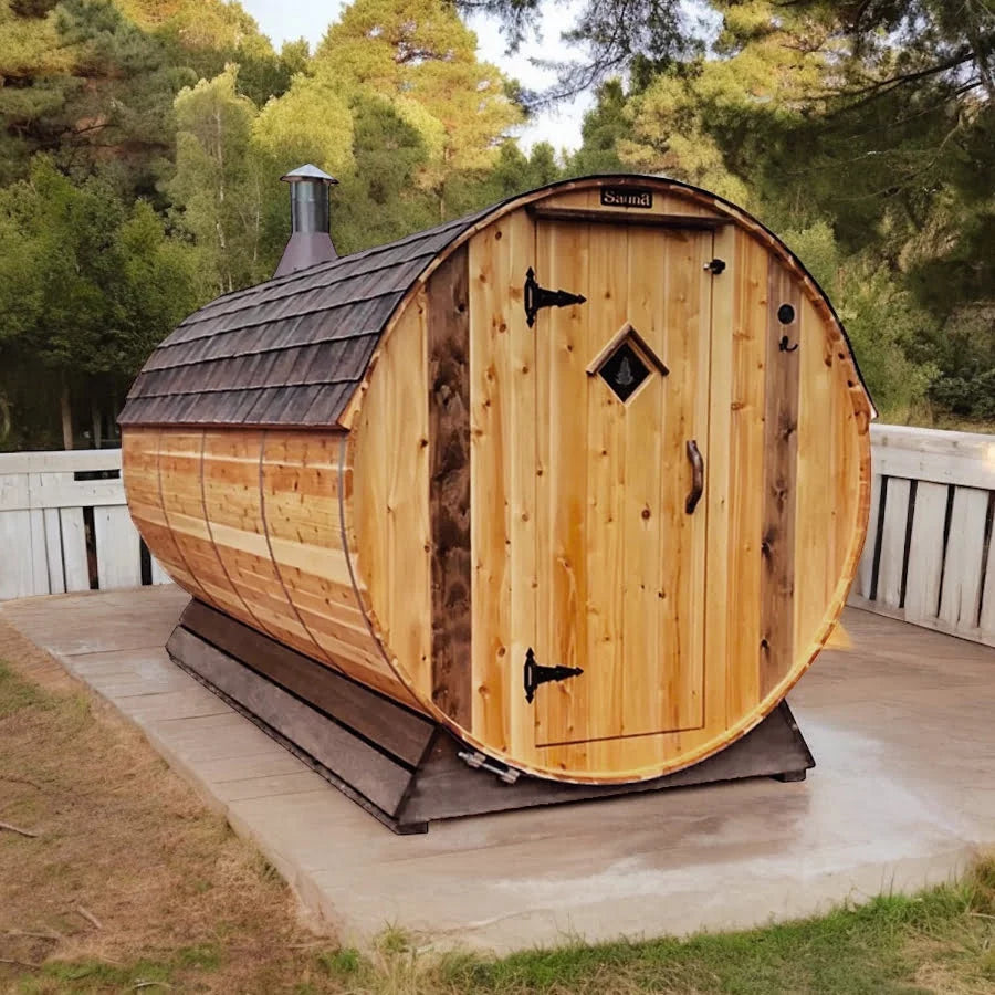 6 Person + Changing Room Cedar Barrel Sauna | 6′ x 12′ image 5