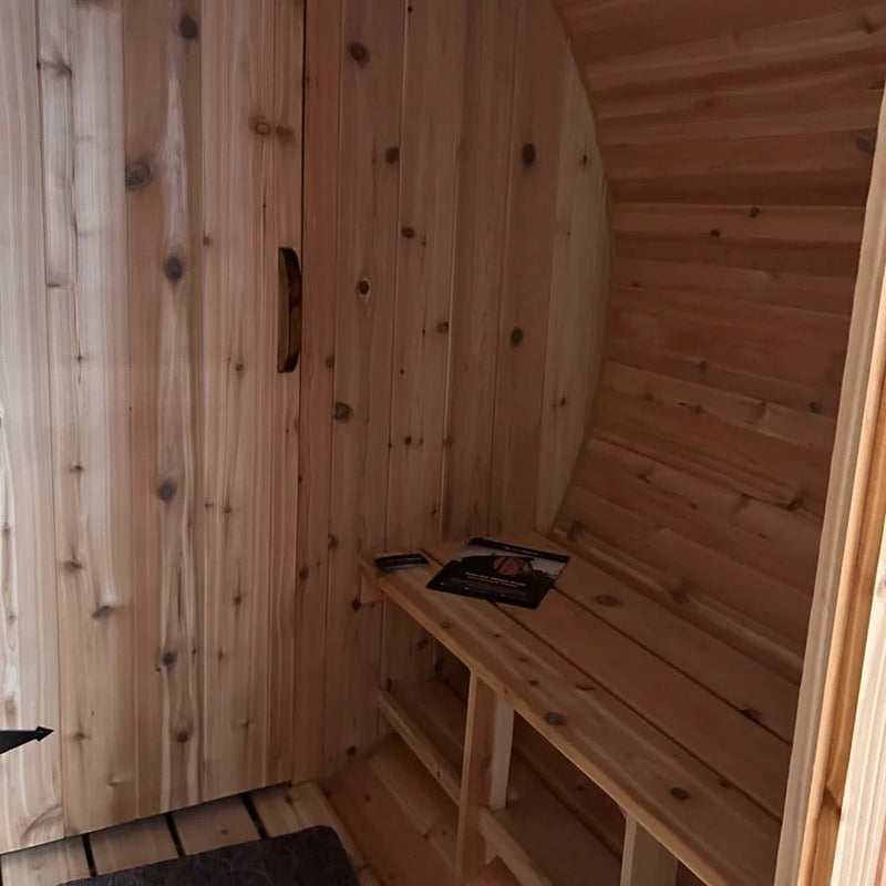 Setri 6 Person + Changing Room Cedar Barrel Sauna 6 Person + Changing Room Sauna - Lifestyle View - St. Cloud Minnesota