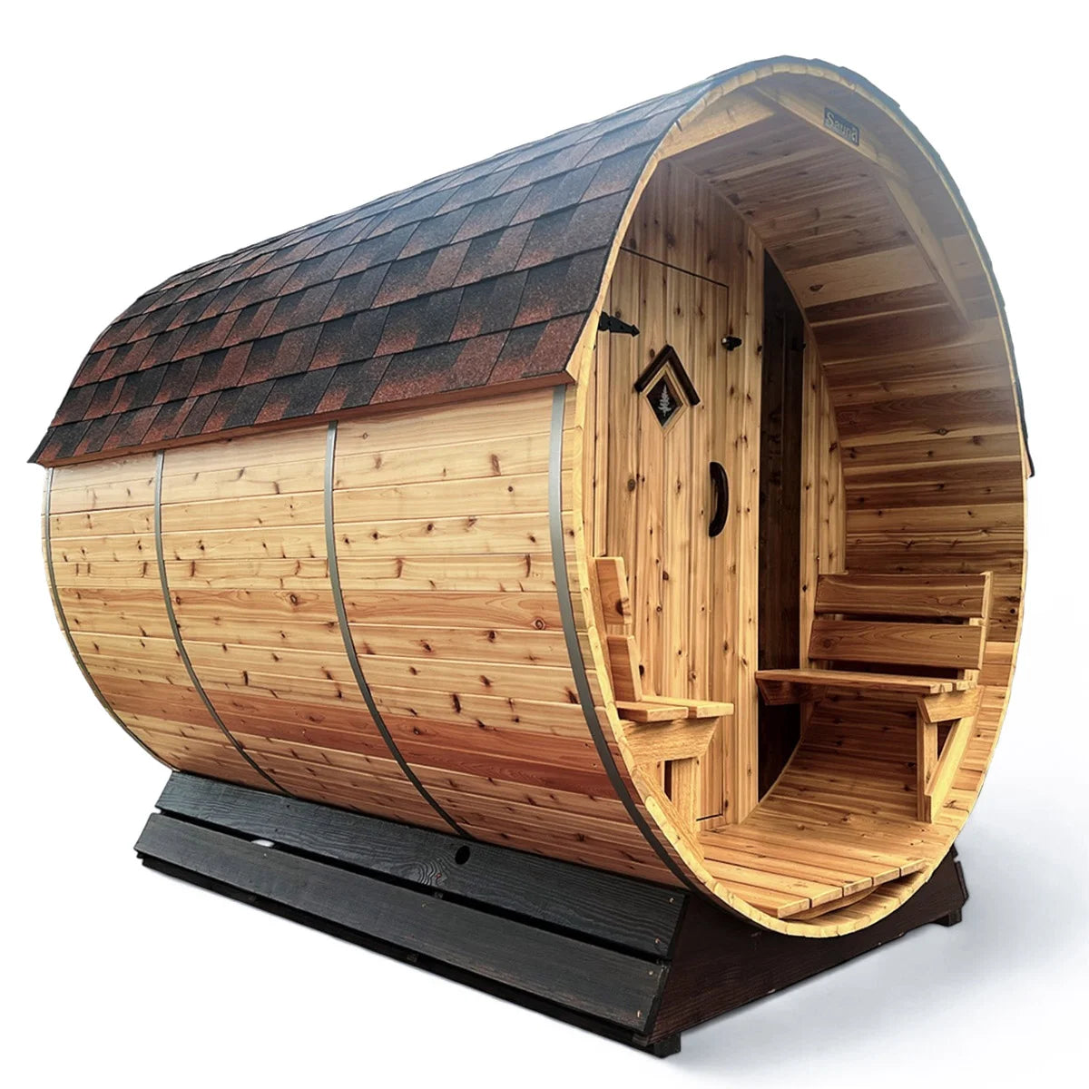 Setri 10 Person Cedar Barrel Sauna | 7′ x 8' 10 People Sauna - Lifestyle View - St. Cloud Minnesota